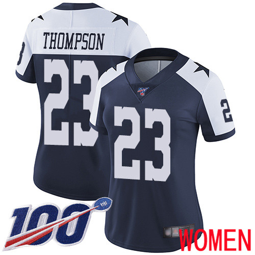Women Dallas Cowboys Limited Navy Blue Darian Thompson Alternate #23 100th Season Vapor Untouchable Throwback NFL Jersey